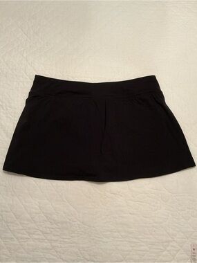 Lands' End Black Mini Swim Skort with Integrated Bikini, Women’s 10
